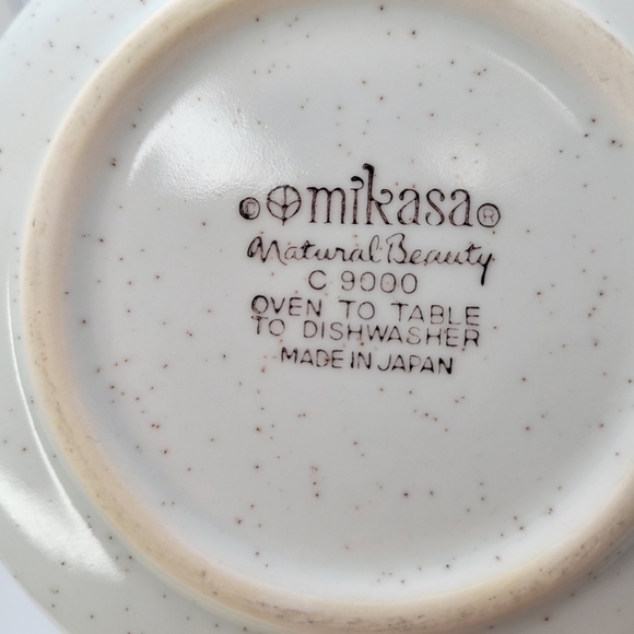 Vintage Mikasa Natural Beauty C9000 Gravy Boat with Underplate Stoneware - Picture 9 of 9